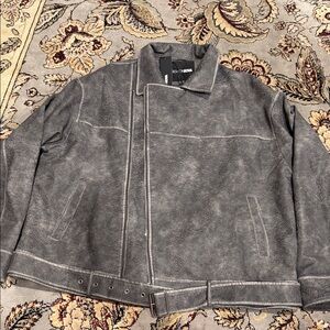 Fashion Nova Gray Distressed Bomber Jacket